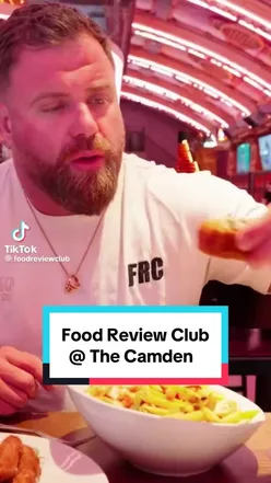 Matt from Food Review Club enjoying Korean pork belly, brisket, and wings at The Camden, Dublin.
