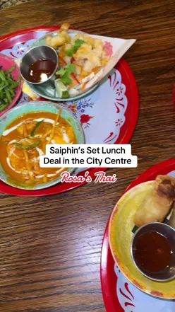 Value lunch deal at Rosa's Thai in Glasgow City Centre with vibrant dishes and a lively atmosphere.
