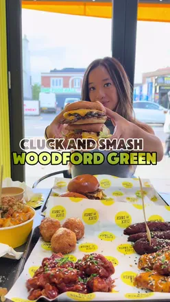 Delicious burgers served at Cluck and Smash in London, perfect for food lovers and TikTok enthusiasts.