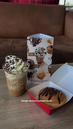 Autumn delights at Tim Hortons: Chocolate Honeycomb treats perfect for cozy outings and autumn gatherings.