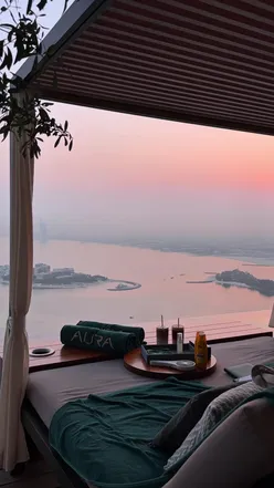 Luxurious day in Dubai by the Aura Sky Pool, showcasing a vibrant lifestyle and stunning views.