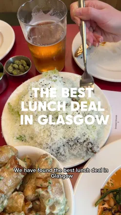 Delicious lunch deal at Corner Shop in Glasgow, featuring food options for £23 or £27 with wine.