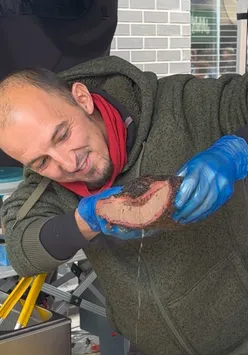 Delicious barbecue brisket and pulled pork from Little Smoker at Finzels Reach market in Bristol, with mac & cheese balls.