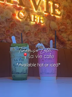 Delicious hot Tiramisu latte served at Lavie Cafe in Manchester, perfect for cozy seasonal sipping.