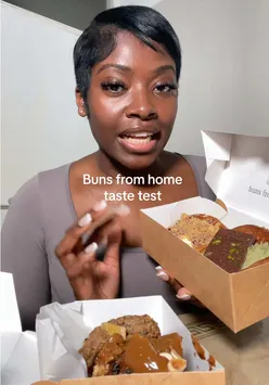 Delicious filled and double-baked buns taste test from @bunsfromhome with food lovers enjoying every bite.