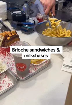 Delicious smash burger, hot honey fried chicken, and Oreo milkshakes at Loaf in Clerkenwell, London.