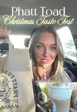 Enjoying festive drinks and treats at Phatt Toad Coffee in Basildon this holiday season.