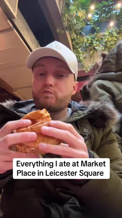 Went to laaaaaandan to buy a heat magazine… and some food 😅 Stopped at @marketplacefoodhall in Leicester Square for some lunch, great spot with soooo many choices The short ‘RIB’ taco caught me out, I didn’t know it wasn’t meat until I overheard someone nearby saying. I don’t mind that it’s vegan, but it didn’t say anywhere other than having these ‘’ around the rib, and also I don’t know what it actually was instead… also didn’t like the texture Simple decent burger from @butchies_london Jerk fries were banging, I’d go back for more of their food for sure Bread Ahead let me down, review coming later Definitely a good spot for lunch though #londonfoodie #foodhall #londonfoodguide #fyp #foodreview 