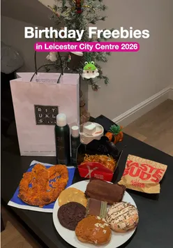 FREE BIRTHDAY GOODIES IN LEICESTER CITY CENTRE 2026⁉️🥳🎂 A little different one but here is everything I could find that you can get for free on your birthday this year in Leicester City Centre! Just make to download the app for each prospective business, create an account, and make sure to input your birthday when doing so! I’d recommend doing this atleast a month in advance 🙌🏼 All the places you can get freebies: 1. Zizzi’s (free main mail) @Zizzi  2. Greggs (sweet treat) @Greggs  3. Costa (sweet treat) @Costa Coffee  4. Cafe Nero (cake/dessert) @Cafe Nero  5. Krispy Kreme (free donut) @KrispyKreme UK  6. Auntie Anne’s (pretzel) @Auntie Anne’s Pretzels  7. Rituals (free full size body wash with a purchase) @Rituals Cosmetics UK  8. Subway (free cookie) @Subway UK & Ireland  9. Chopstix (small box) @Chopstix Noodle Bar  10. Veeno (free wine tasting board) let me know of others I missed out on - I think there’s a few in fosse park too? ☺️ #leicesterfood #birthdayfreebie #freebies #viral #leicester 