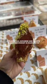 A fast-paced montage showcasing the kitchen preparation and final presentation of various Chinese and Japanese fusion dishes at a restaurant in Manchester. The video highlights the canteen-style atmosphere and the care put into the food preparation.