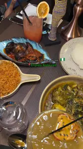 A promotional reel showcasing the interior, food, and drinks at Empress Restaurant in Birmingham, highlighting the aesthetic decor and variety of Nigerian dishes.