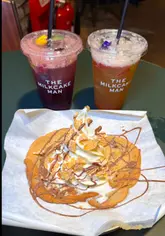 A short, energetic reel showcasing the dessert offerings at The Milkcake Man, located at Alfred Works. The video features close-up shots of milk cake, cookie dough, and refreshing drinks, with a focus on the indulgent textures and presentation.