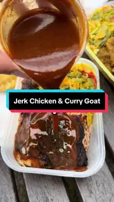 A review of Jay Dees Catering, a Caribbean takeaway venue, featuring close-ups of jerk chicken, curry goat, and homemade patties.