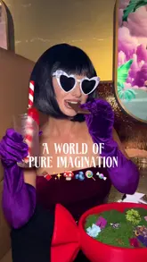 A vibrant and thematic review of the 'Somewhere by Nico' cocktail experience, which is inspired by Willy Wonka and the Chocolate Factory. The video features the creator in costume, showcasing the creative cocktails, the immersive venue, and the interactive elements of the menu.