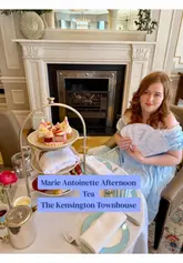 A short, aesthetic video showcasing the Marie Antoinette-themed afternoon tea at The Kensington Townhouse. The video features close-up shots of the tiered food stand, individual pastries, sandwiches, and the tea service, set against the backdrop of a cozy fireplace.