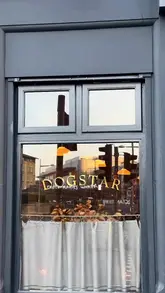 A montage of clips showcasing the interior, menu, and various dishes at Dogstar in Edinburgh, highlighting the refined presentation of the food.