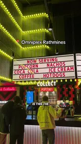 A short vlog-style tour of the Omniplex Cinema in Rathmines, Dublin, highlighting the food counter, pick 'n' mix selection, and the comfortable recliner seating in the cinema screens.