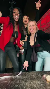 A high-energy, music-led reel showcasing a 'Garage Tea Party' event in Clapham, featuring dancing, karaoke, cocktails, and afternoon tea-style snacks.