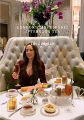 A polished, aesthetic reel showcasing the iconic afternoon tea service at The Langham, London. The video features high-quality, slow-paced shots of the elegant Palm Court setting, the tea service, the pianist, and the detailed pastries and sandwiches, creating a luxurious and inviting atmosphere.