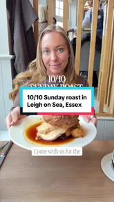 A short, engaging review of a Sunday roast at The Ship in Leigh-on-Sea, featuring close-ups of the starters, main courses (lamb and turkey), and sides like cauliflower cheese.
