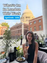 A promotional image featuring a woman enjoying a glass of wine at an outdoor table with a prominent view of St Paul's Cathedral in London. The image is used to introduce a 'What's On' listicle for the week.
