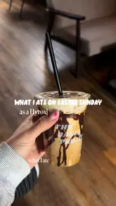 The video follows a fitness enthusiast through her Easter Sunday, including home-cooked meals, a gym session, a sauna/cold plunge, and a visit to 'The Bagel Project' in Nottingham for an iced latte and a bagel.