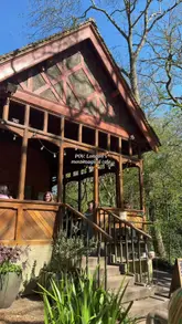 A short, atmospheric tour of Queens Wood Cafe in London, highlighting its woodland setting and cozy interior.