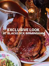 A vibrant, energetic vlog-style review of the new Blacklock restaurant in Birmingham, showcasing the moody interior, a variety of dishes including ribs, steak, and desserts, and the cocktail service.