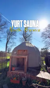 A vlog-style tour of Hot & Bothy Sauna near Edinburgh, highlighting the unique yurt sauna, classic sauna, cold plunge barrels, and the relaxing atmosphere of the Archerfield Walled Garden.
