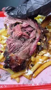 A promotional video for a new takeaway venue in Birmingham, showcasing their indulgent, loaded food items like lamb shank, mac and cheese, and burgers.