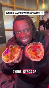 A creator visits a street food venue called Gyro Guys to review their gyros, highlighting the preparation process and the final product. The video features the creator trying the food and sharing their thoughts on the taste and portion size.