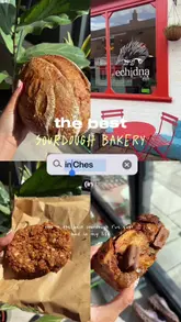 A creator visits Echidna Bakery in Hoole, Chester, showcasing the exterior, interior, and a variety of baked goods including sourdough, a Tim Tam monkey bread, and an Anzac biscuit, followed by a taste test.