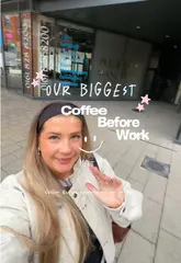 A vlog-style reel showcasing a coffee meetup event at Tabitha's in Manchester, highlighting the drinks, the social atmosphere, and the dog-friendly environment.
