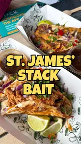The video features a creator visiting St James' STACK in Newcastle, a container park venue. He provides a quick introduction before showcasing various food vendors, including Davey's Mexicano, Clucking Oinks, and Bao Down. The video highlights the atmosphere, live music, and a variety of street food dishes like birria tacos, loaded fries, and bao buns.