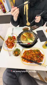 A short vlog-style video showcasing a visit to Mr Wang Hotpot in Leicester, highlighting the ingredient selection process, the sauce station, and the final meal.