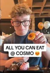 A creator visits an all-you-can-eat buffet restaurant in Southampton, documenting his experience by trying various 'rounds' of different cuisines including Chinese, sushi, pizza, burgers, roast dinner, and desserts.