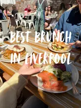 A short video showcasing brunch dishes, drinks, and the outdoor seating area at a venue called Minna in Liverpool.