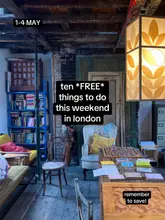 A static, wide-angle shot of a cozy, cluttered room featuring bookshelves, a lamp, and a table with board games, used as a background for a listicle promoting free activities in London.