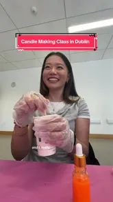 A vlog-style video documenting a candle-making class in Dublin where participants create cocktail-themed candles.