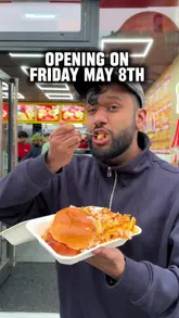 A promotional video announcing the opening of Sani's in Manchester, featuring the creator showcasing their loaded fries and burgers in front of the new shopfront.