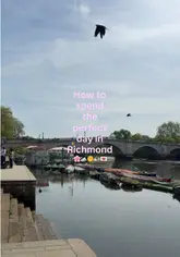 A montage-style travel guide showcasing various picturesque locations in Richmond, London, including riverside spots, cafes, and a hotel afternoon tea experience. The video uses aesthetic, slow-paced shots to highlight the atmosphere of each venue.