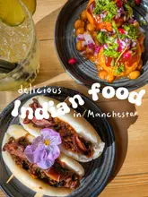 A review of Indian Affair in Manchester, highlighting their vegan options, specifically the mushroom keema bao and the vegan thali lunch special.