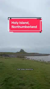 A travel vlog documenting a day trip to Holy Island in Northumberland, featuring visits to local spots like a coffee shop, a book shop, a mead shop, and historical sites like Lindisfarne Castle and the priory.