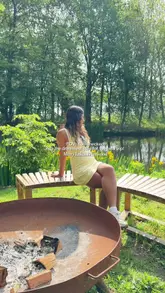 A montage showcasing the amenities and aesthetic of Merry Lakes in Brentwood, highlighting the interior and exterior spaces suitable for a group trip.