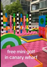 A short, energetic vlog showcasing a free, pop-art inspired 9-hole mini-golf course located in Canary Wharf, London. The video explains the concept, shows the equipment, and highlights the accessibility of the activity.