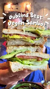 A creator visits 'Sister' in Dublin to review their vegan sandwiches, showcasing the interior, menu, and food items.