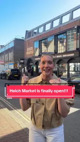 A high-energy, handheld vlog-style tour of the newly opened Helch Market in Winchester, featuring the creators exploring the various food kitchens, the 'Grow Room' cocktail bar, and sampling bao buns and slushie cocktails.