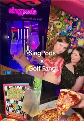 A fast-paced, energetic reel showcasing the new karaoke pods at Golf Fang Cardiff, featuring the creators playing crazy golf, arcade games, and enjoying pizza and cocktails.