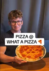 A food review video where the creator visits 'What a Pizza' in Southampton to test their pizza, halloumi, and desserts, providing an honest assessment of the food quality and value.