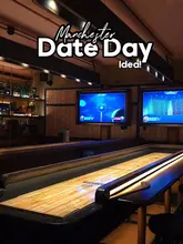 A promotional video for Electric Shuffle in Manchester, highlighting the shuffleboard gaming experience, the bar atmosphere, and the food and drink offerings available at the venue.